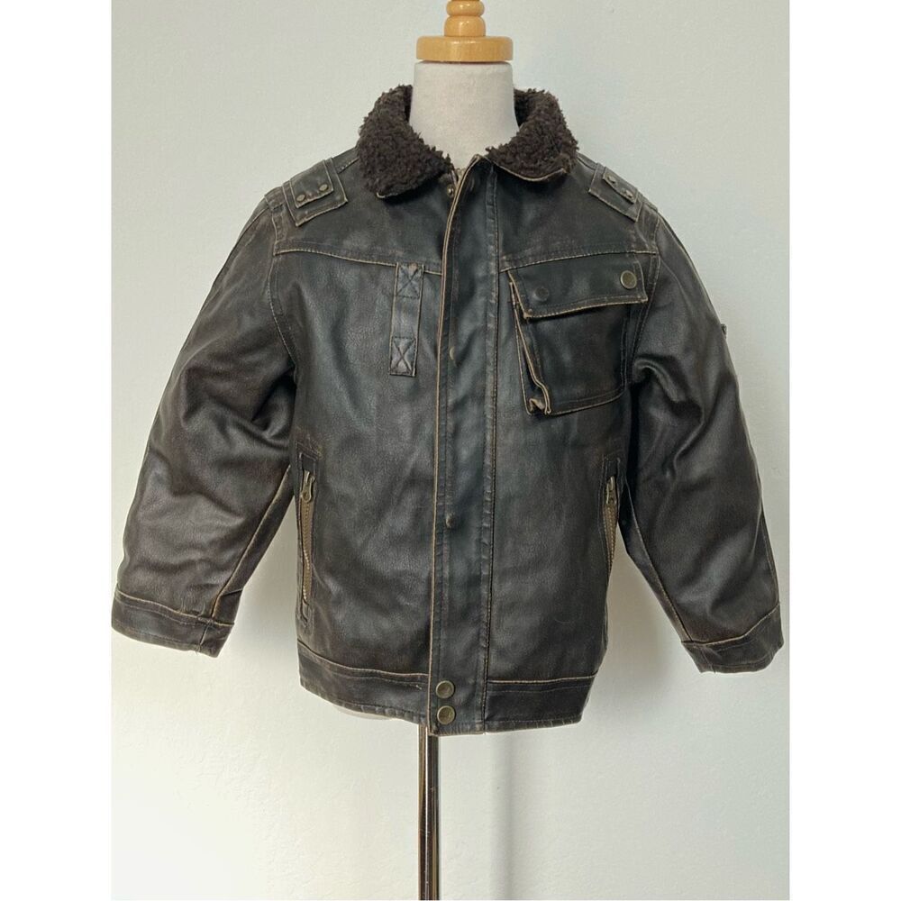 Hawke & Co. Toddler Boys 5 Faux Leather Aviator Jacket